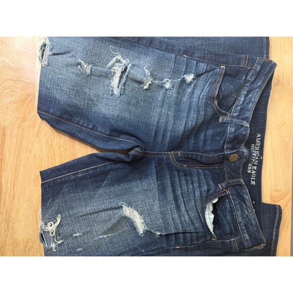 American Eagle Jegging Super Stretch Jeans Ripped Denim Size 8 Short - Picture 4 of 9